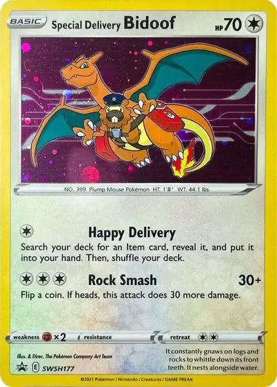 2021 SWIRLS Pokemon Special Delivery cheapest Bidoof *CHECK PHOTOS* Star Promo Charizard